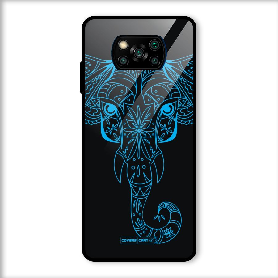 Blue Elephant Ethnic Glass Back Case for Poco X3