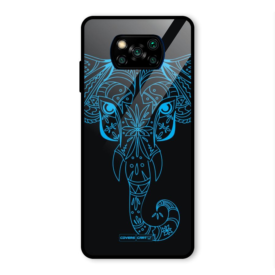 Blue Elephant Ethnic Glass Back Case for Poco X3 Pro