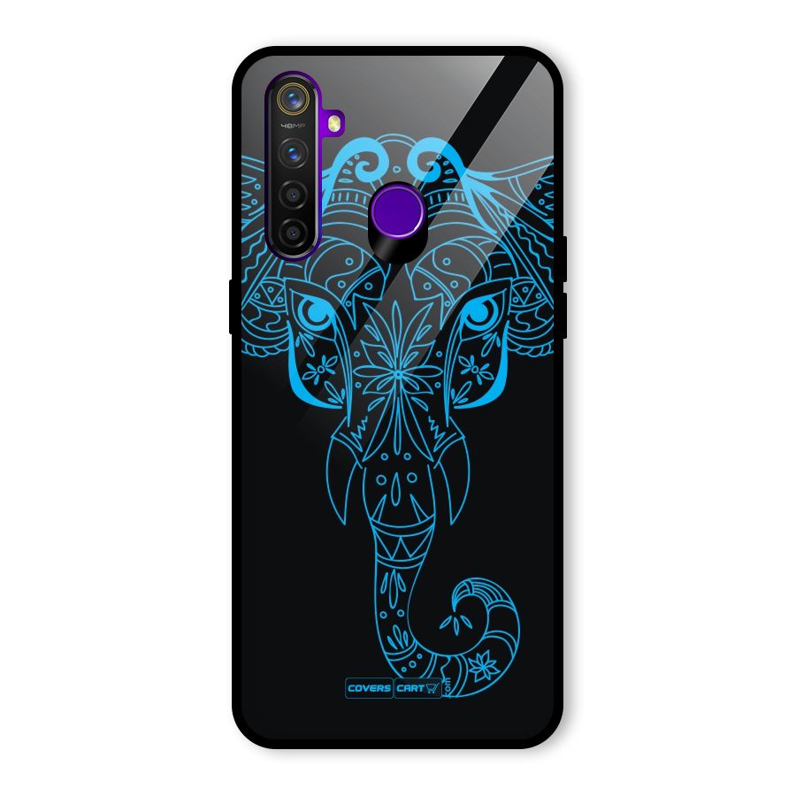 Blue Elephant Ethnic Glass Back Case for Realme 5 Pro