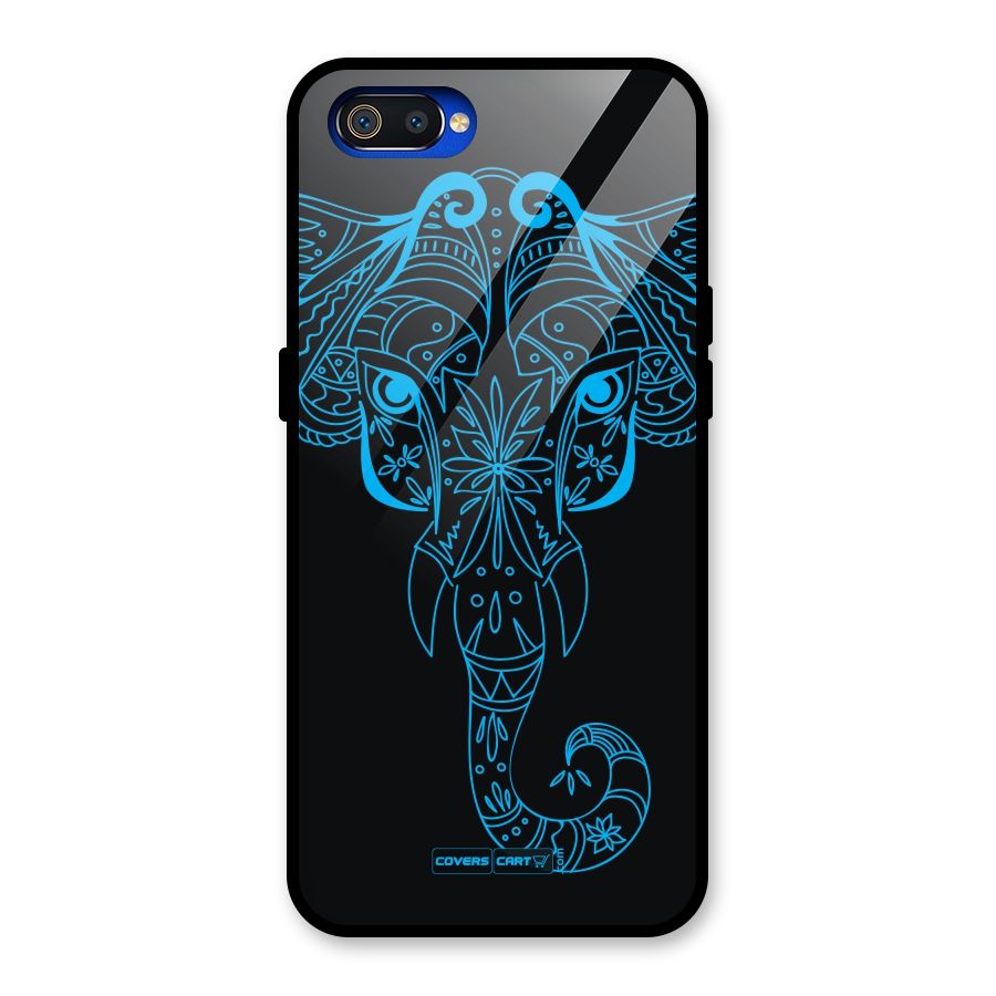 Blue Elephant Ethnic Glass Back Case for Realme C2
