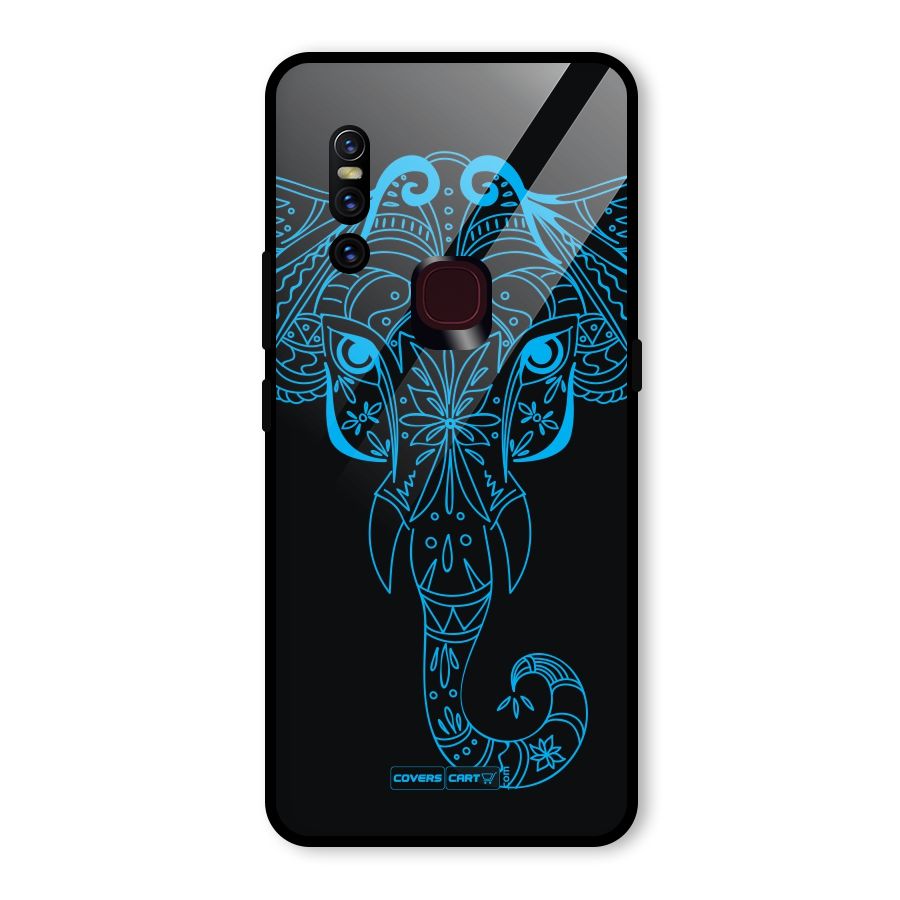 Blue Elephant Ethnic Glass Back Case for Vivo V15