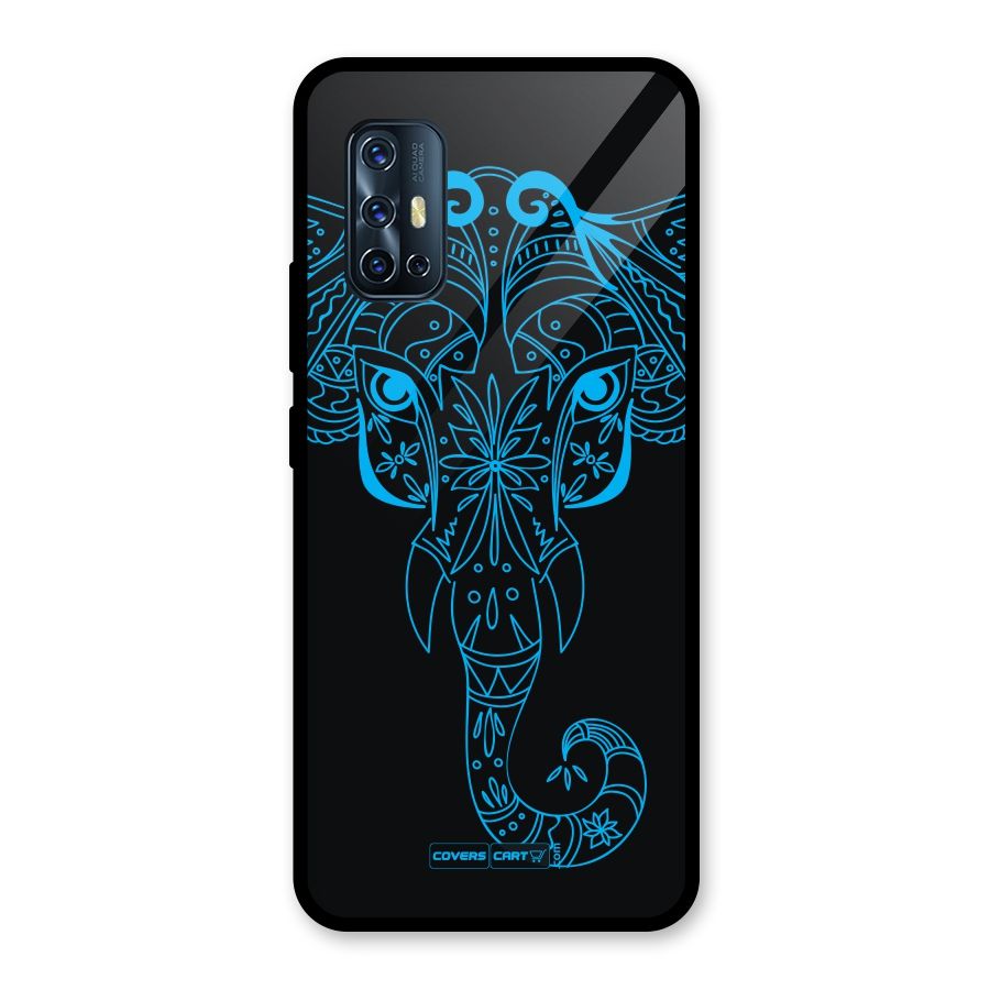 Blue Elephant Ethnic Glass Back Case for Vivo V17