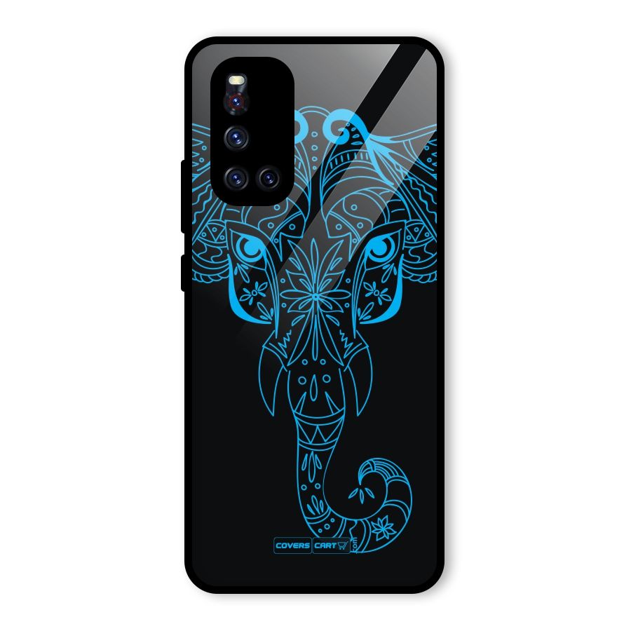 Blue Elephant Ethnic Glass Back Case for Vivo V19