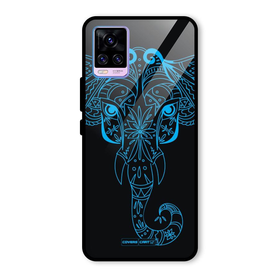 Blue Elephant Ethnic Glass Back Case for Vivo V20 Pro