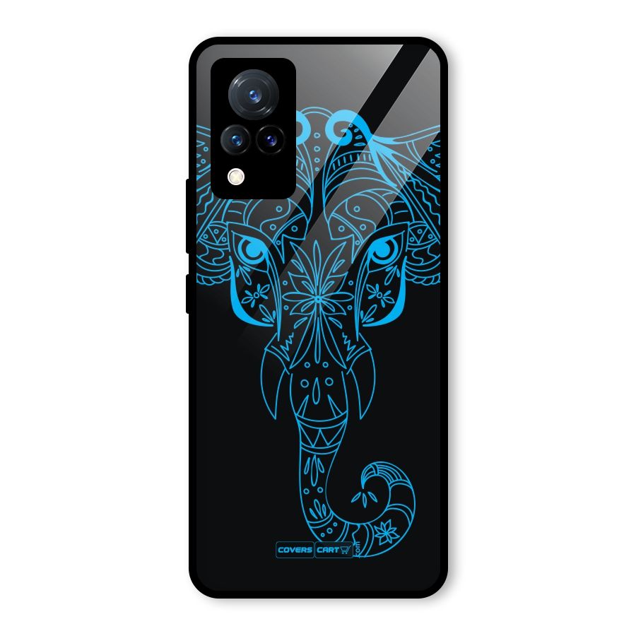 Blue Elephant Ethnic Glass Back Case for Vivo V21 5G