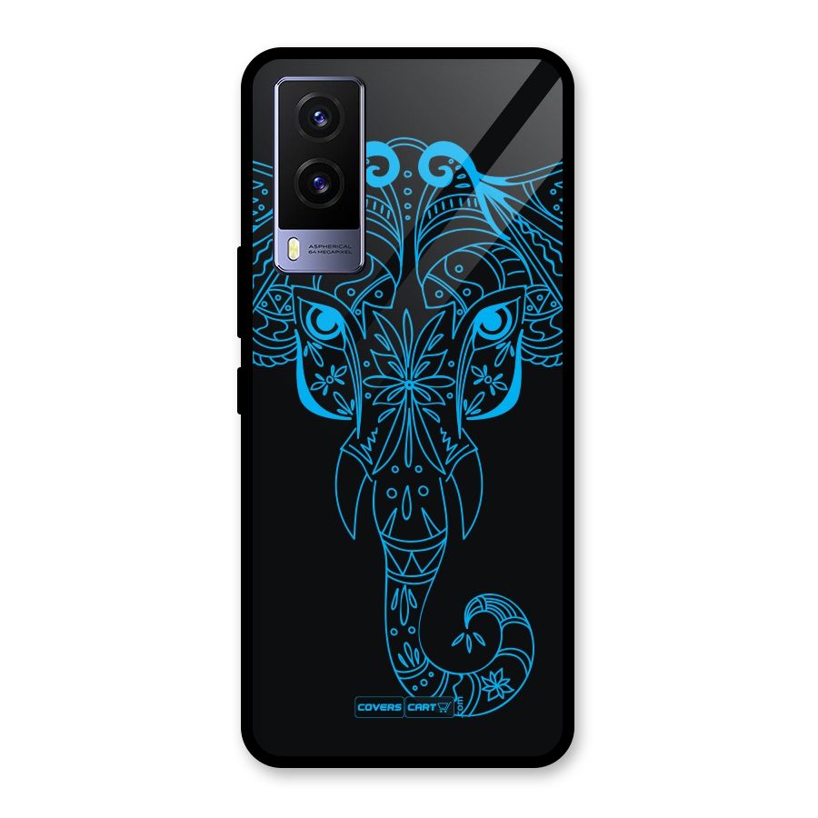Blue Elephant Ethnic Glass Back Case for Vivo V21e 5G
