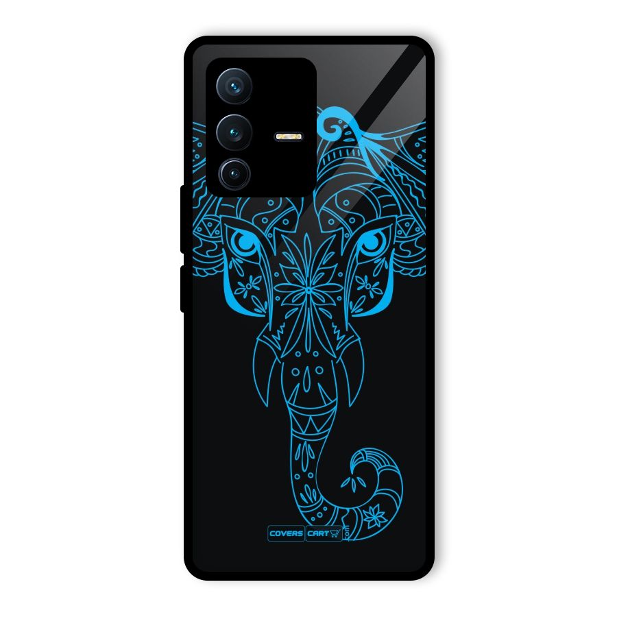 Blue Elephant Ethnic Glass Back Case for Vivo V23 Pro