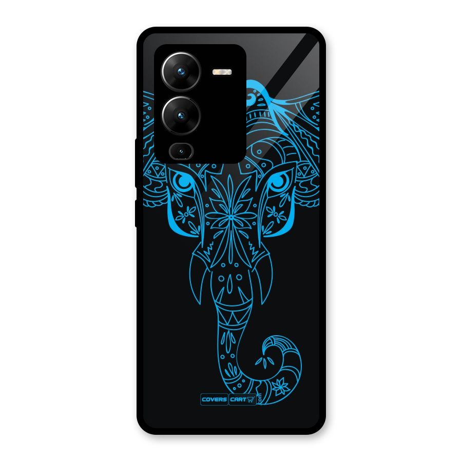 Blue Elephant Ethnic Glass Back Case for Vivo V25 Pro