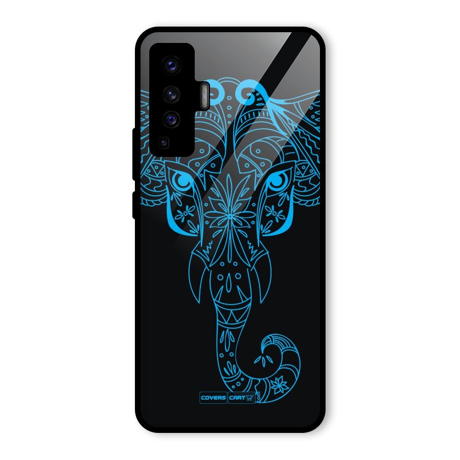 Blue Elephant Ethnic Glass Back Case for Vivo X50