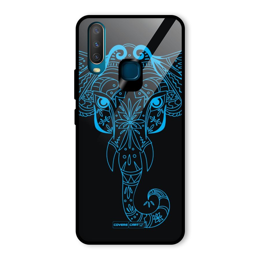Blue Elephant Ethnic Glass Back Case for Vivo Y15