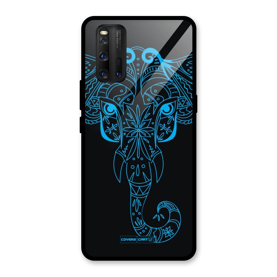 Blue Elephant Ethnic Glass Back Case for Vivo iQOO 3