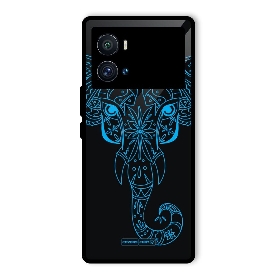Blue Elephant Ethnic Glass Back Case for Vivo iQOO 9 Pro
