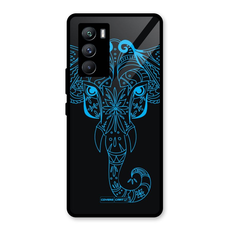 Blue Elephant Ethnic Glass Back Case for Vivo iQOO 9 SE