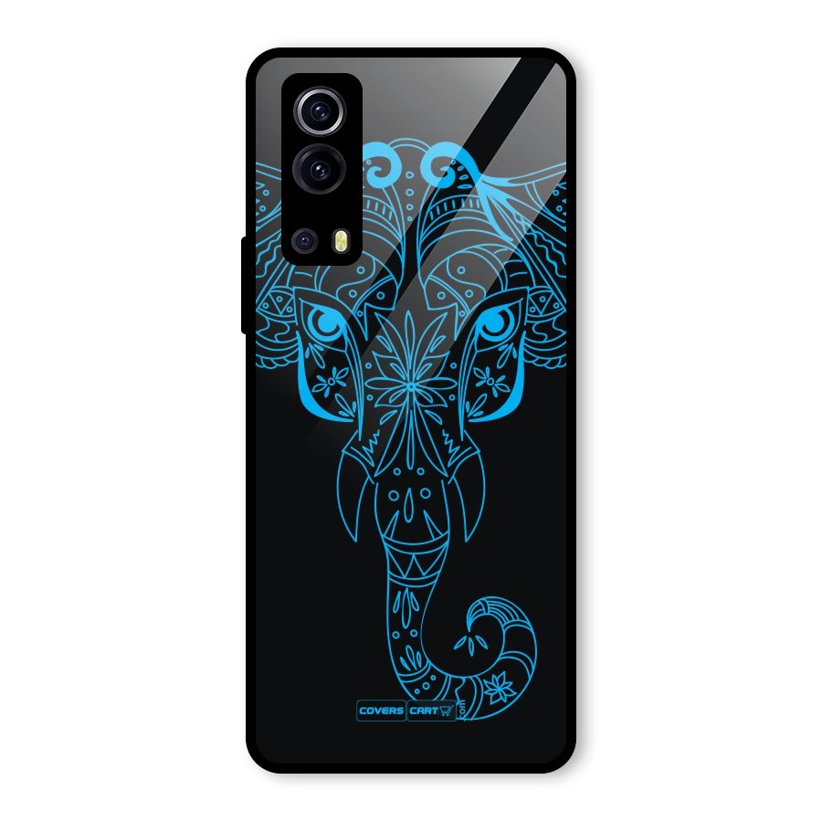 Blue Elephant Ethnic Glass Back Case for Vivo iQOO Z3