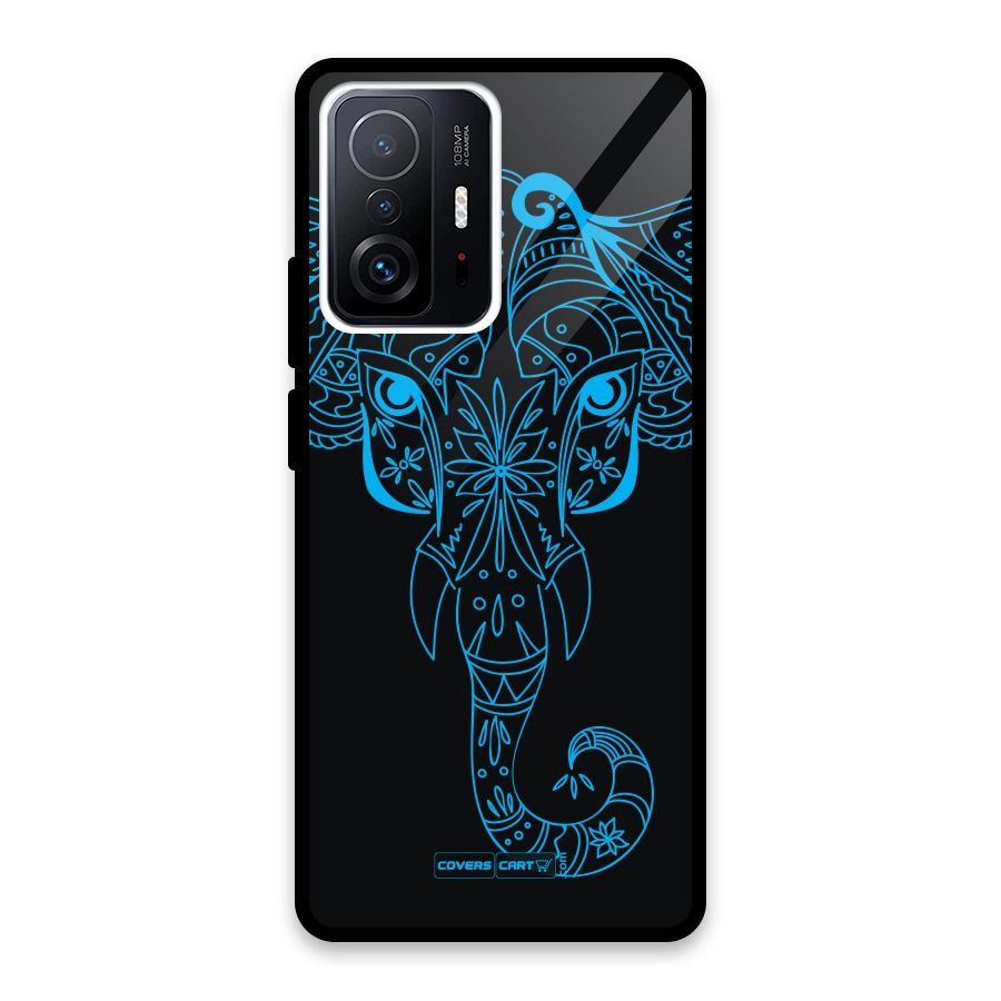 Blue Elephant Ethnic Glass Back Case for Xiaomi 11T Pro