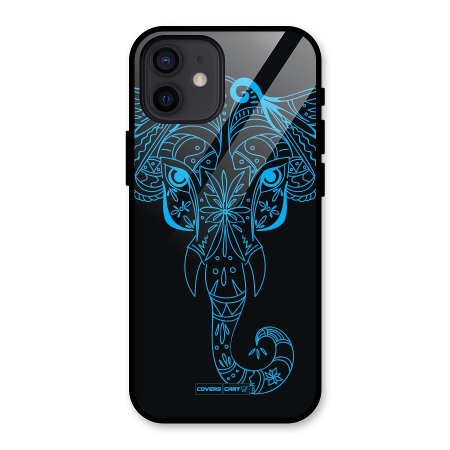 Blue Elephant Ethnic Glass Back Case for iPhone 12