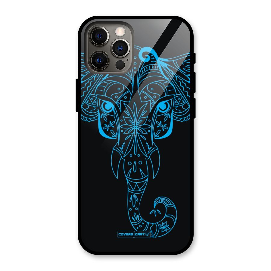 Blue Elephant Ethnic Glass Back Case for iPhone 12 Pro