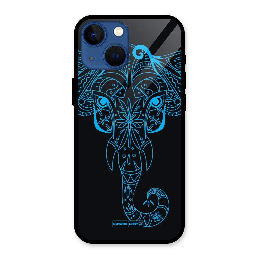Blue Elephant Ethnic Glass Back Case for iPhone 13 Mini