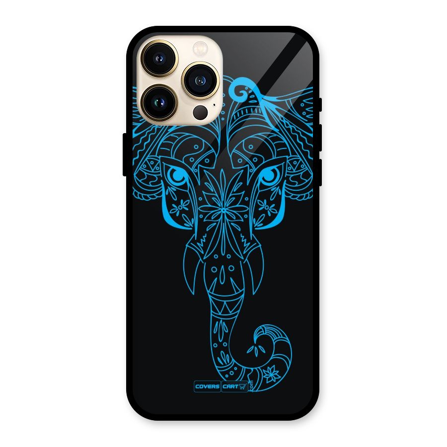 Blue Elephant Ethnic Glass Back Case for iPhone 13 Pro Max