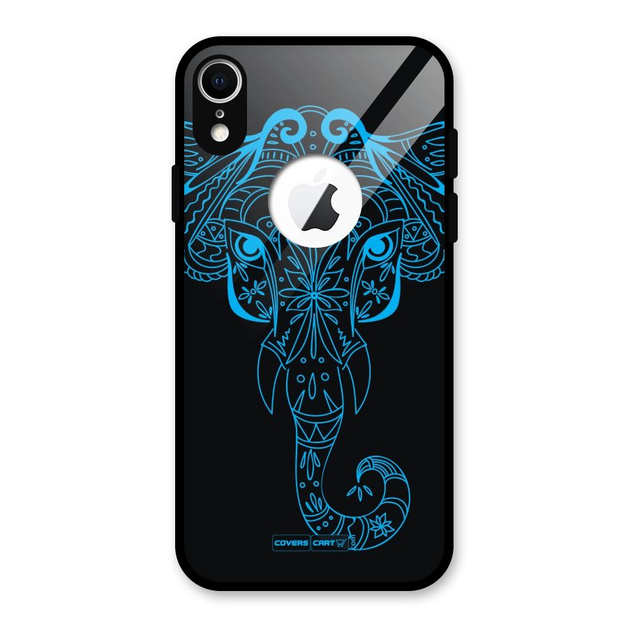 Blue Elephant Ethnic Glass Back Case for iPhone XR Logo Cut
