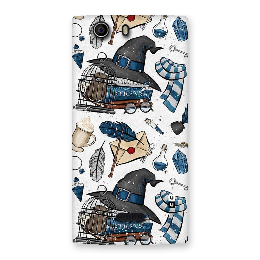 Blue Feather Hat Design Back Case for Canvas Nitro 2 E311