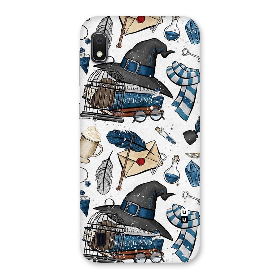 Blue Feather Hat Design Back Case for Galaxy A10