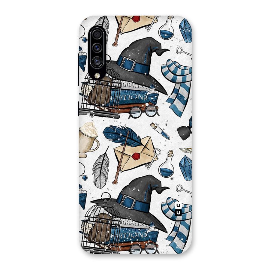 Blue Feather Hat Design Back Case for Galaxy A30s