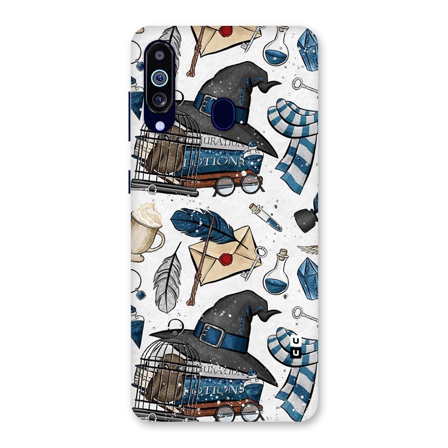 Blue Feather Hat Design Back Case for Galaxy A60