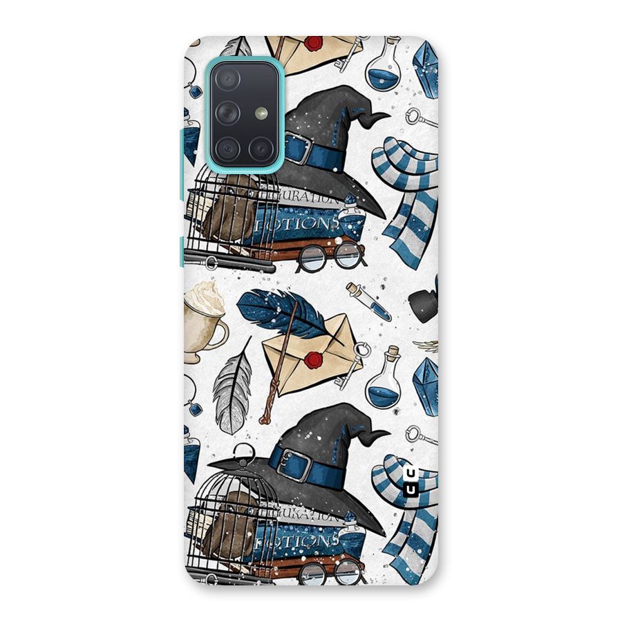 Blue Feather Hat Design Back Case for Galaxy A71