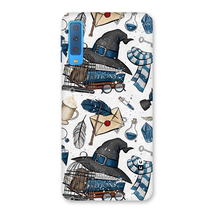 Blue Feather Hat Design Back Case for Galaxy A7 (2018)
