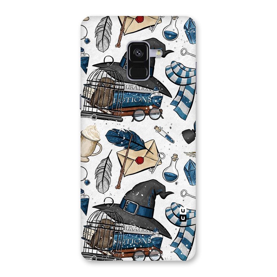 Blue Feather Hat Design Back Case for Galaxy A8 Plus