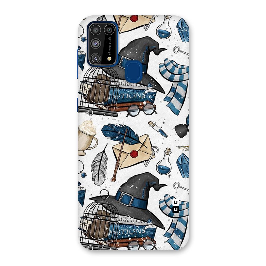 Blue Feather Hat Design Back Case for Galaxy F41
