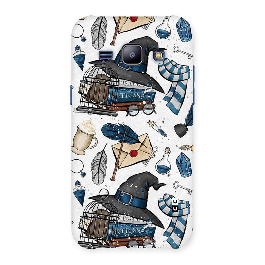 Blue Feather Hat Design Back Case for Galaxy J1