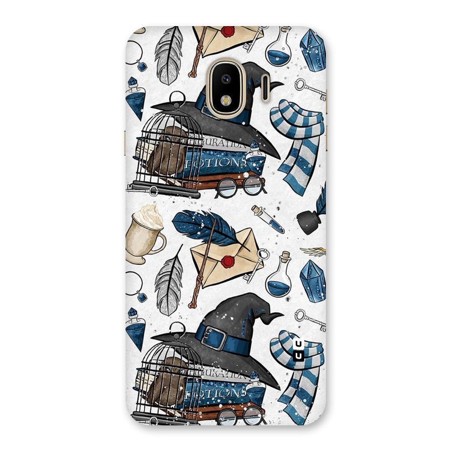 Blue Feather Hat Design Back Case for Galaxy J4