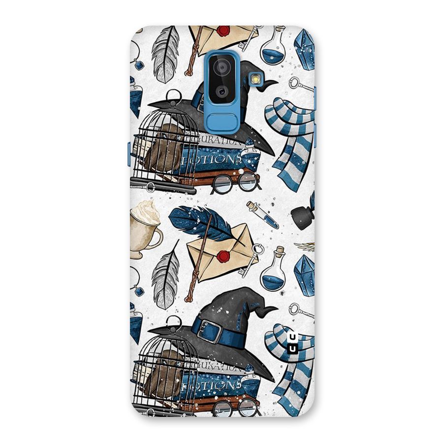 Blue Feather Hat Design Back Case for Galaxy J8