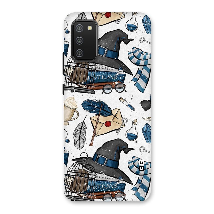 Blue Feather Hat Design Back Case for Galaxy M02s
