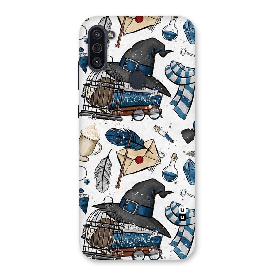 Blue Feather Hat Design Back Case for Galaxy M11