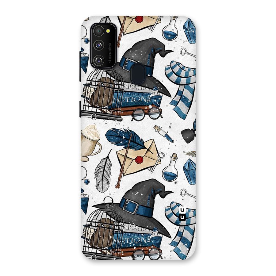 Blue Feather Hat Design Back Case for Galaxy M30s