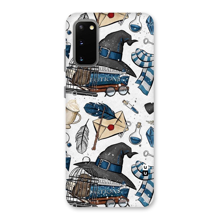 Blue Feather Hat Design Back Case for Galaxy S20
