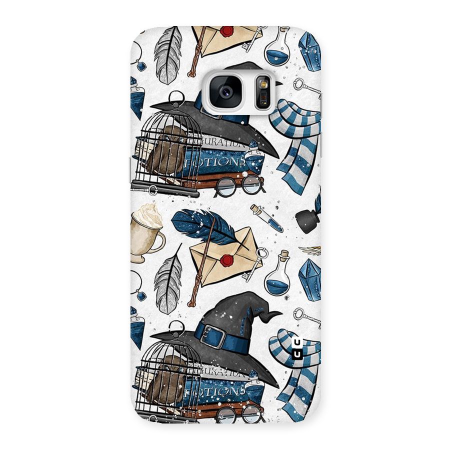 Blue Feather Hat Design Back Case for Galaxy S7 Edge