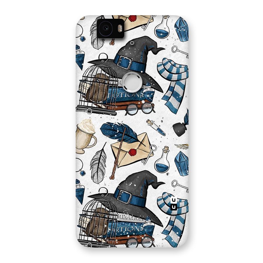 Blue Feather Hat Design Back Case for Google Nexus-6P