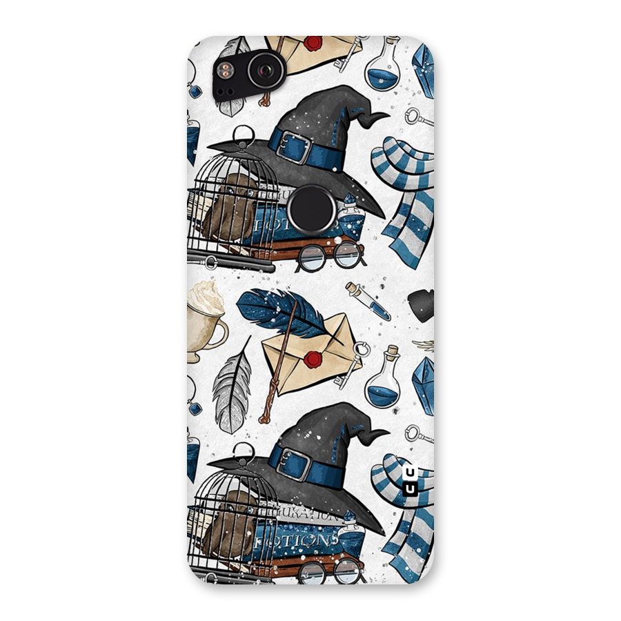 Blue Feather Hat Design Back Case for Google Pixel 2