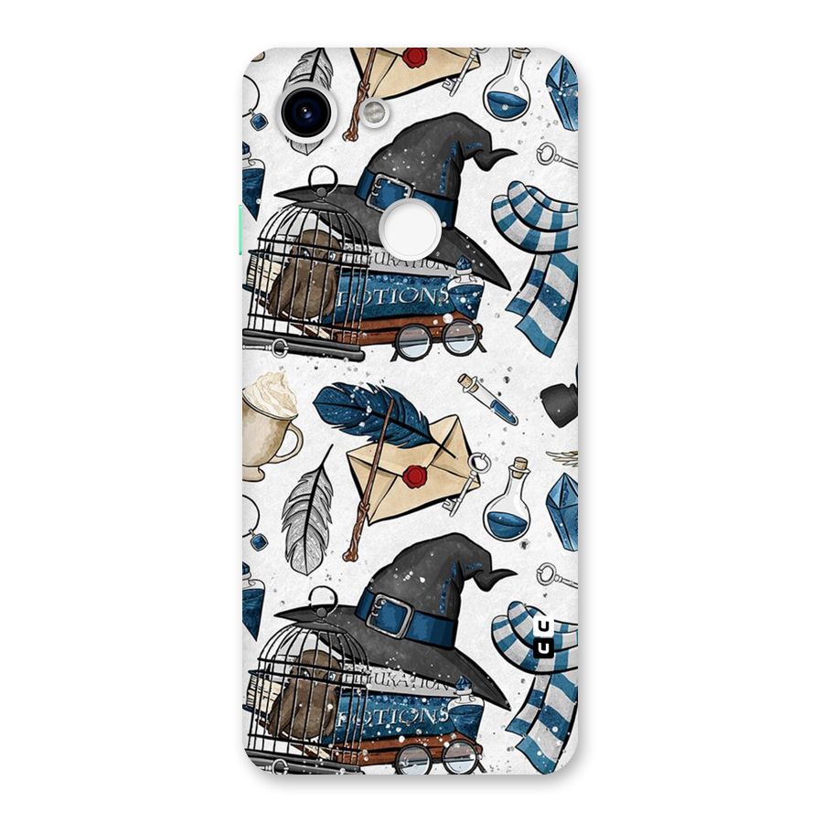 Blue Feather Hat Design Back Case for Google Pixel 3