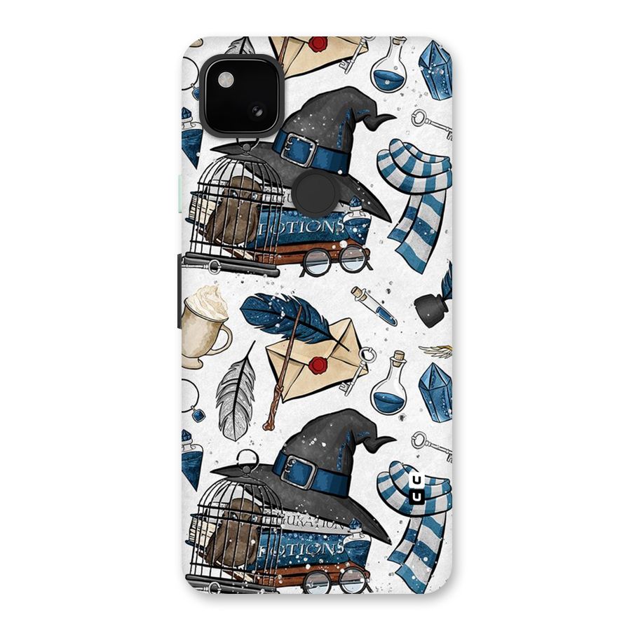 Blue Feather Hat Design Back Case for Google Pixel 4a