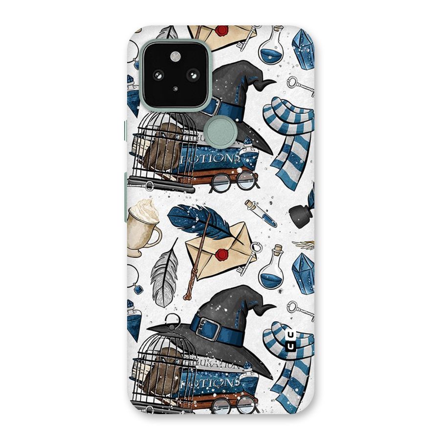 Blue Feather Hat Design Back Case for Google Pixel 5