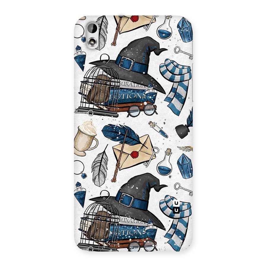 Blue Feather Hat Design Back Case for HTC Desire 816g