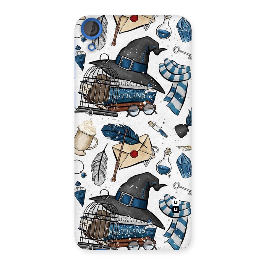 Blue Feather Hat Design Back Case for HTC Desire 820