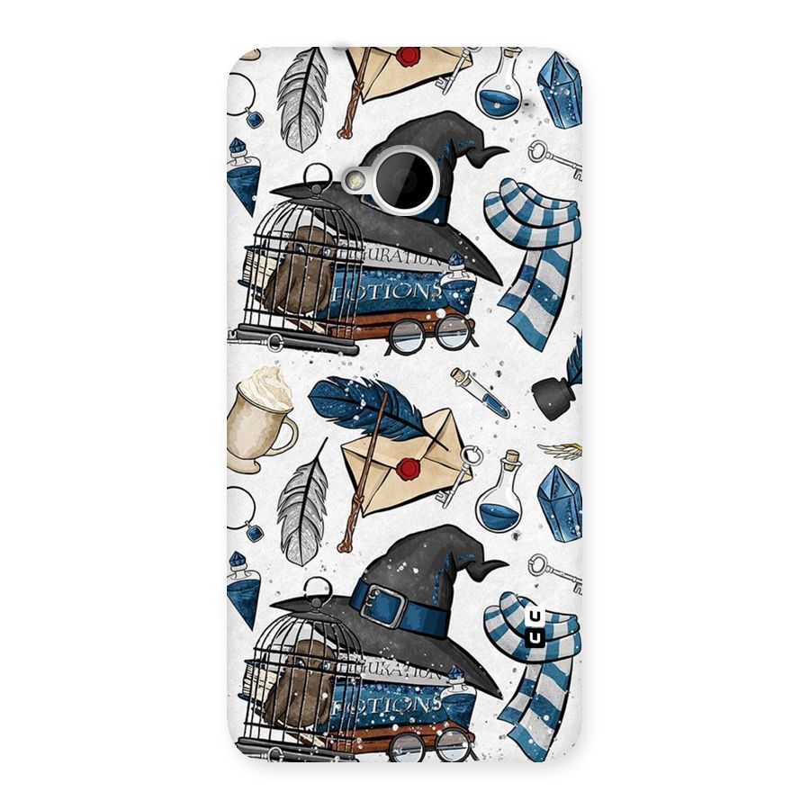 Blue Feather Hat Design Back Case for HTC One M7
