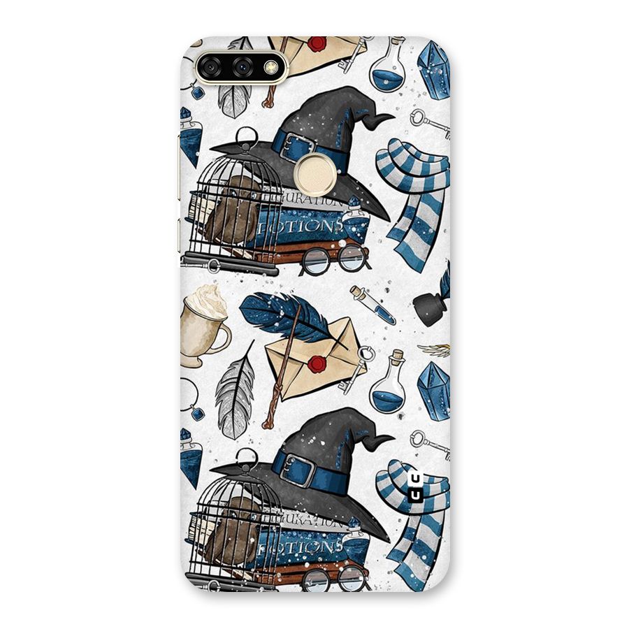 Blue Feather Hat Design Back Case for Honor 7A