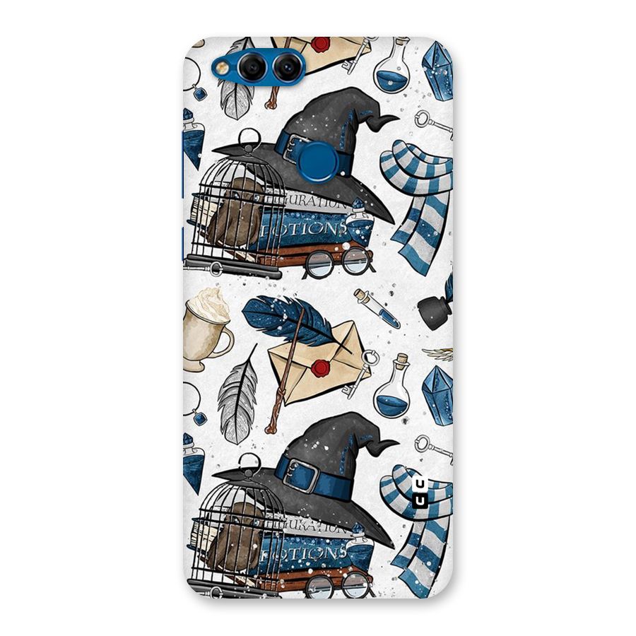 Blue Feather Hat Design Back Case for Honor 7X
